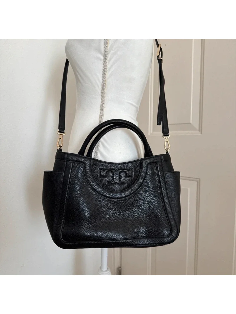 Tory Burch T Serif black leather handbag